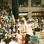 Performing at the Financial Center.